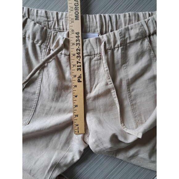 Columbia Womens Beige Drawstring Cropped Pants M Linen Blend Casual Lightweight - Picture 11 of 12